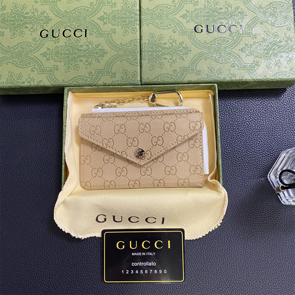 Louis Vuitton,Gucci Luxury Leather Zipper Wallet Card Holder & Coin Purse