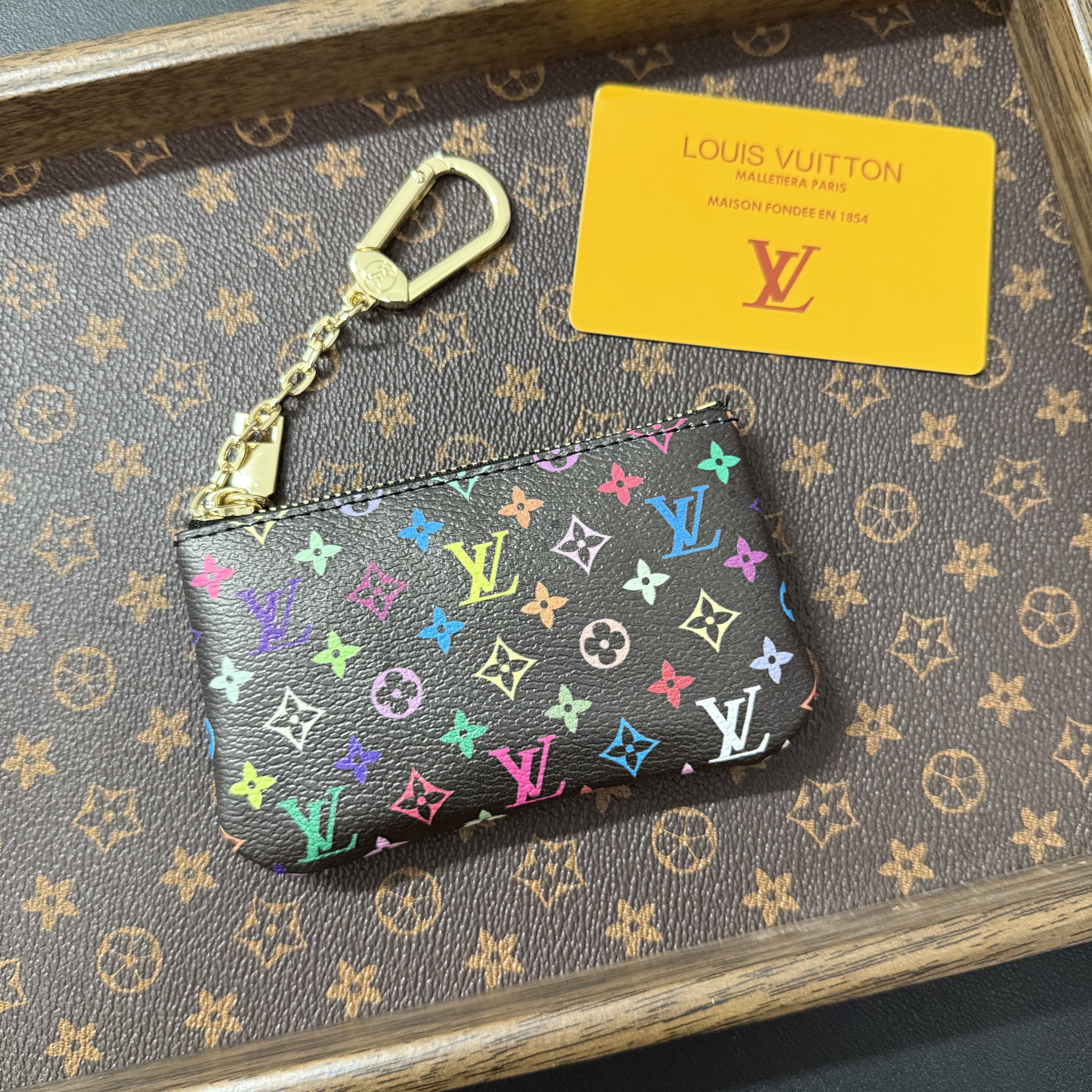 Luxury Leather Coin Purse with Keychain & Hook
