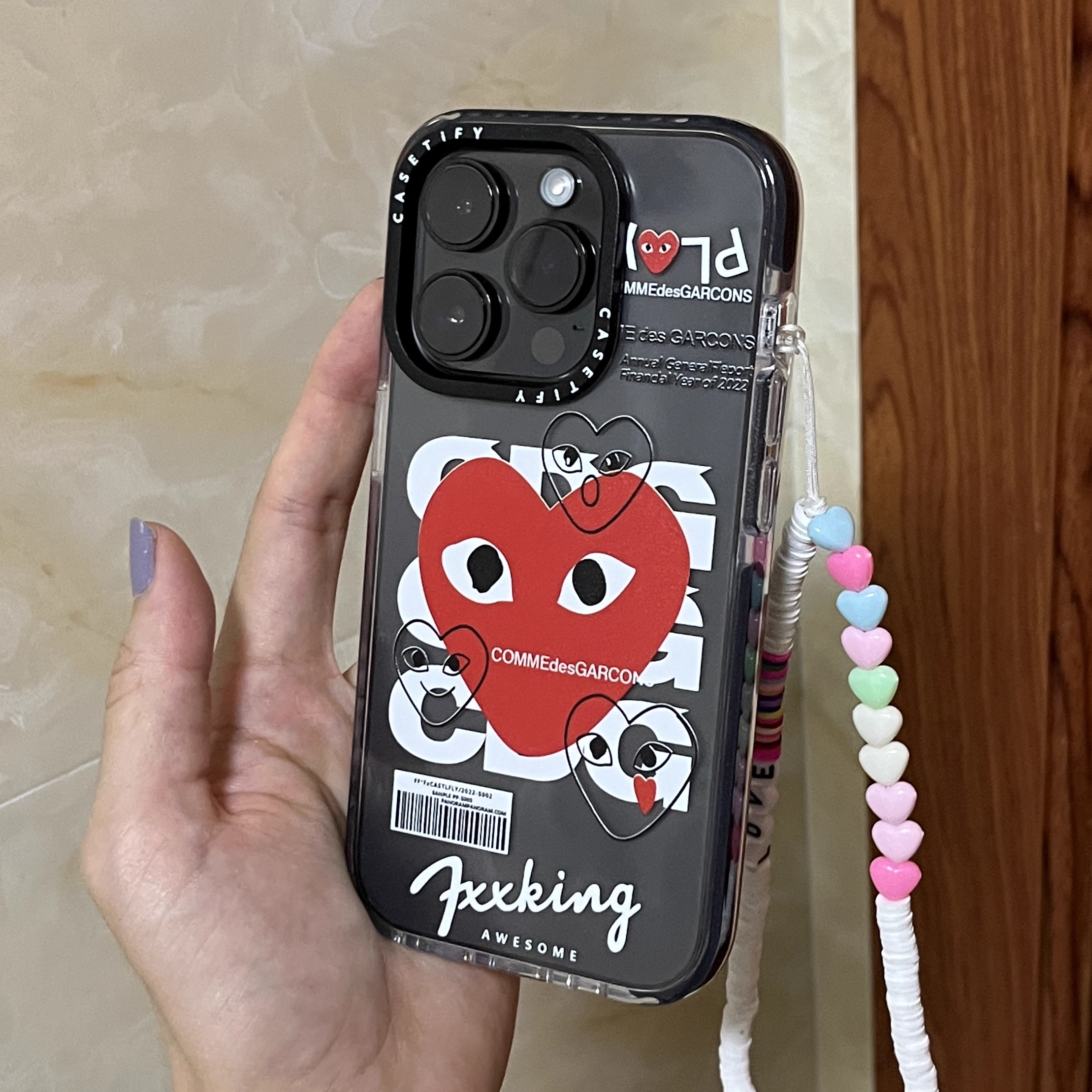 CDG iPhone Case-Trendy Smiley -With lanyard