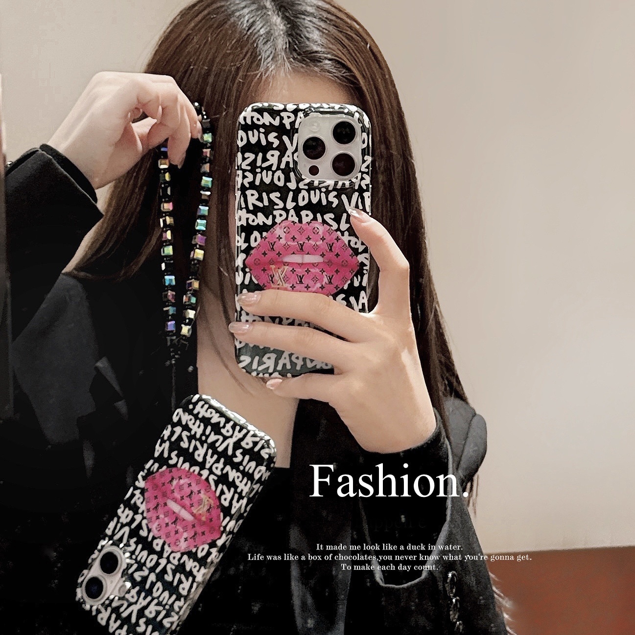 Louis Vuitton Du Meisha iPhone Case with Chain