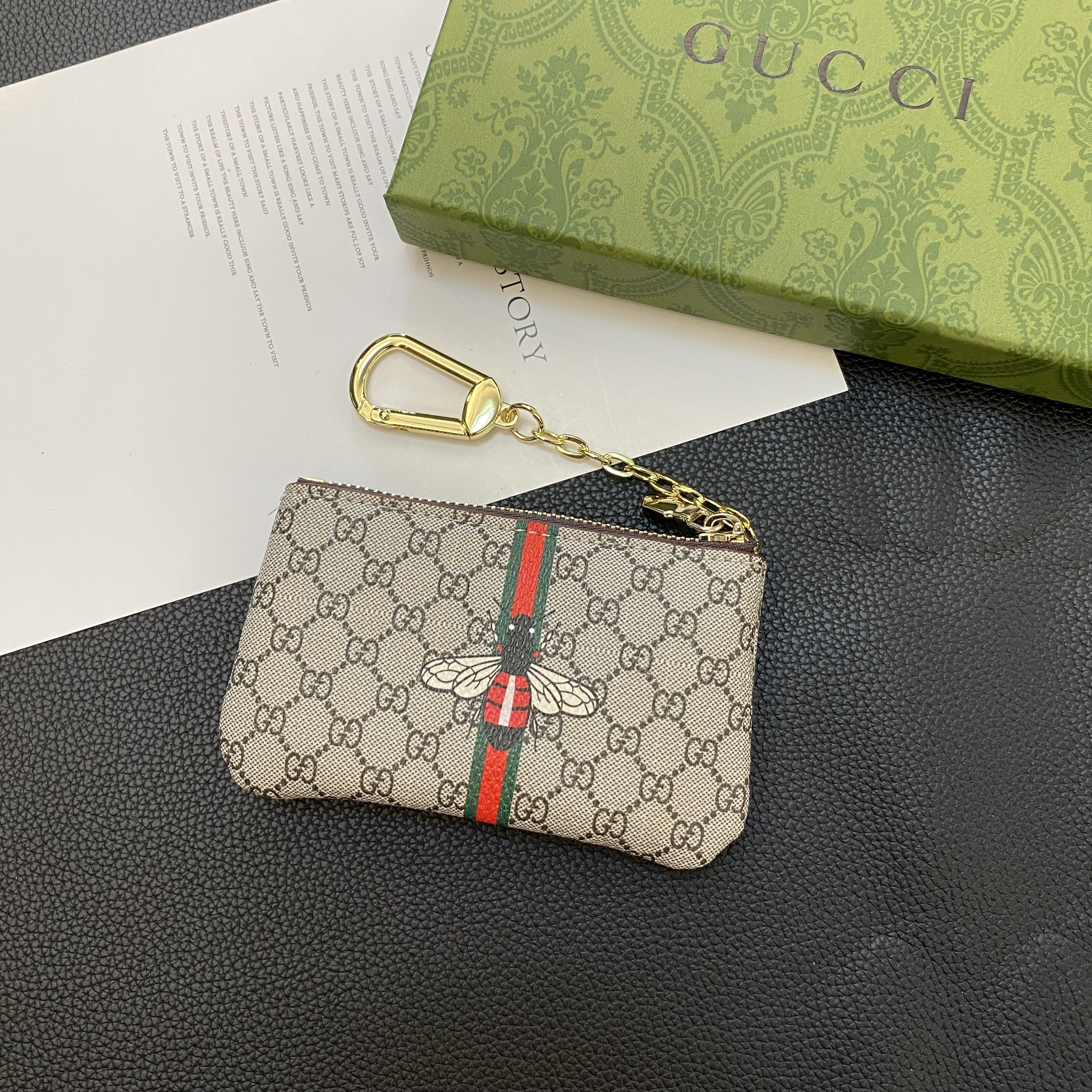 Luxury Leather Coin Purse with Zipper & Keychain