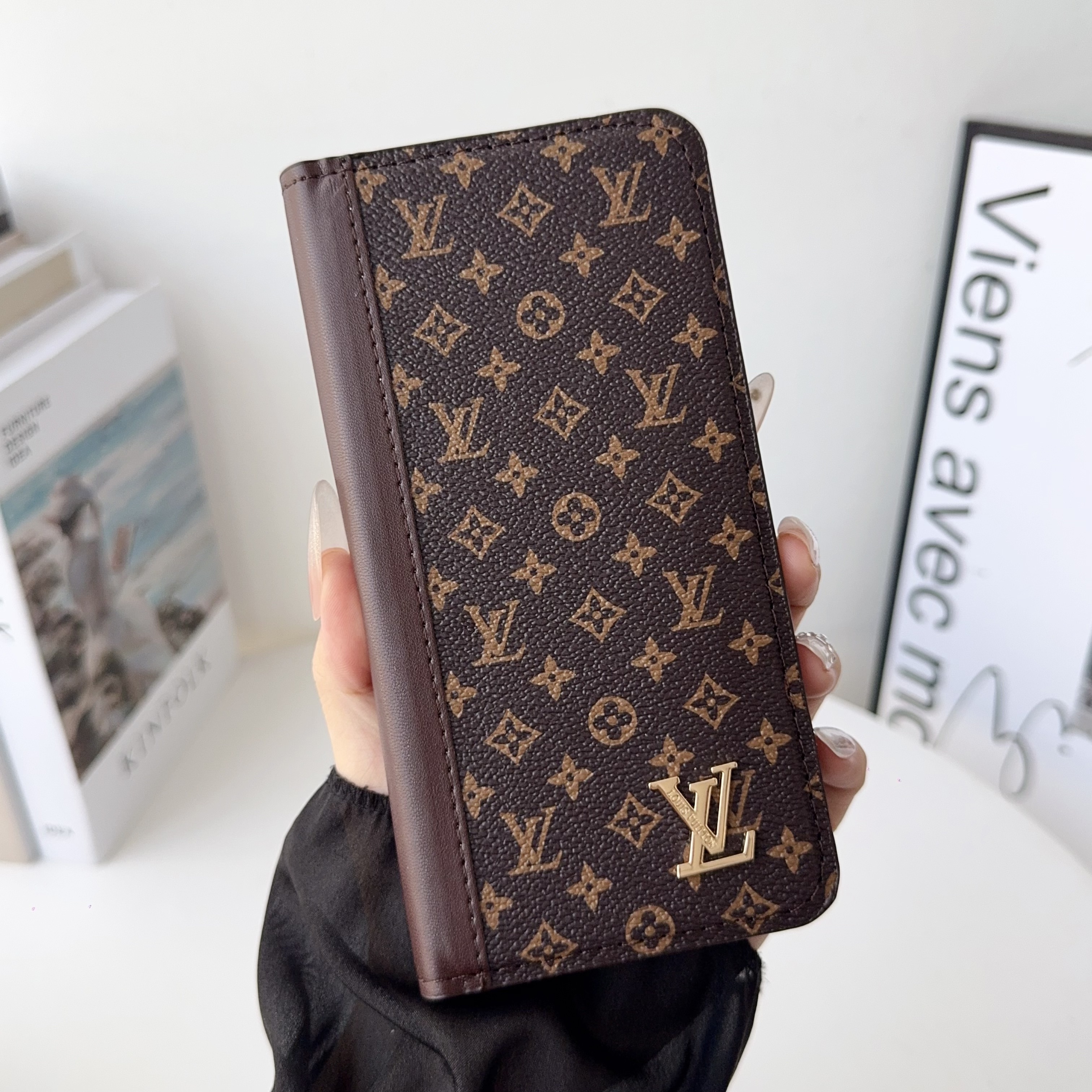 Louis Vuitton Gucci Monogram Leather iPhone Wallet Case Magnetic Flip Cover