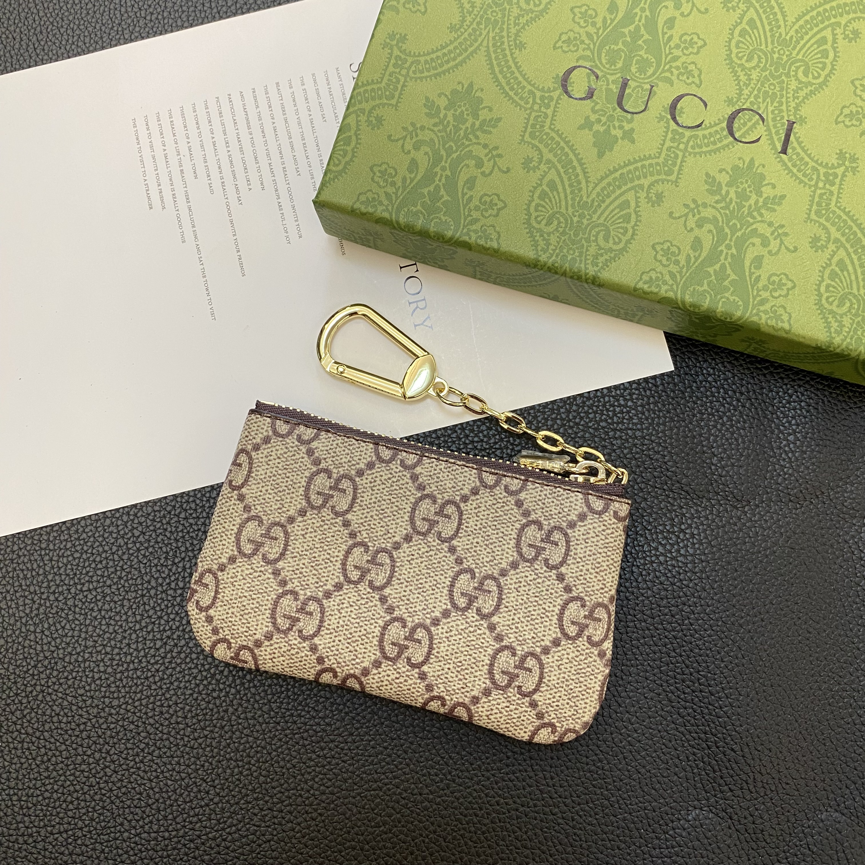 Luxury Leather Coin Purse with Zipper & Keychain