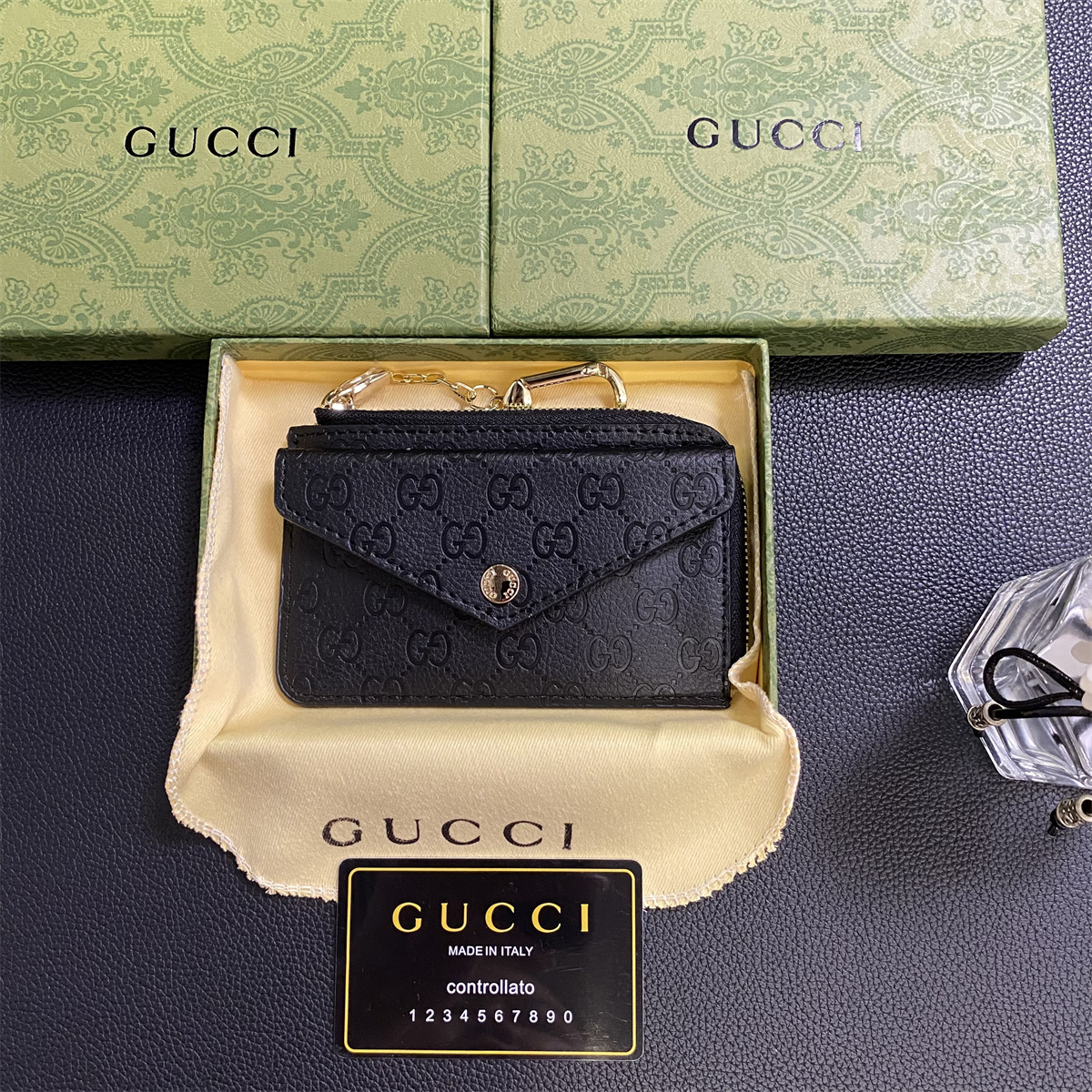 Louis Vuitton,Gucci Luxury Leather Zipper Wallet Card Holder & Coin Purse