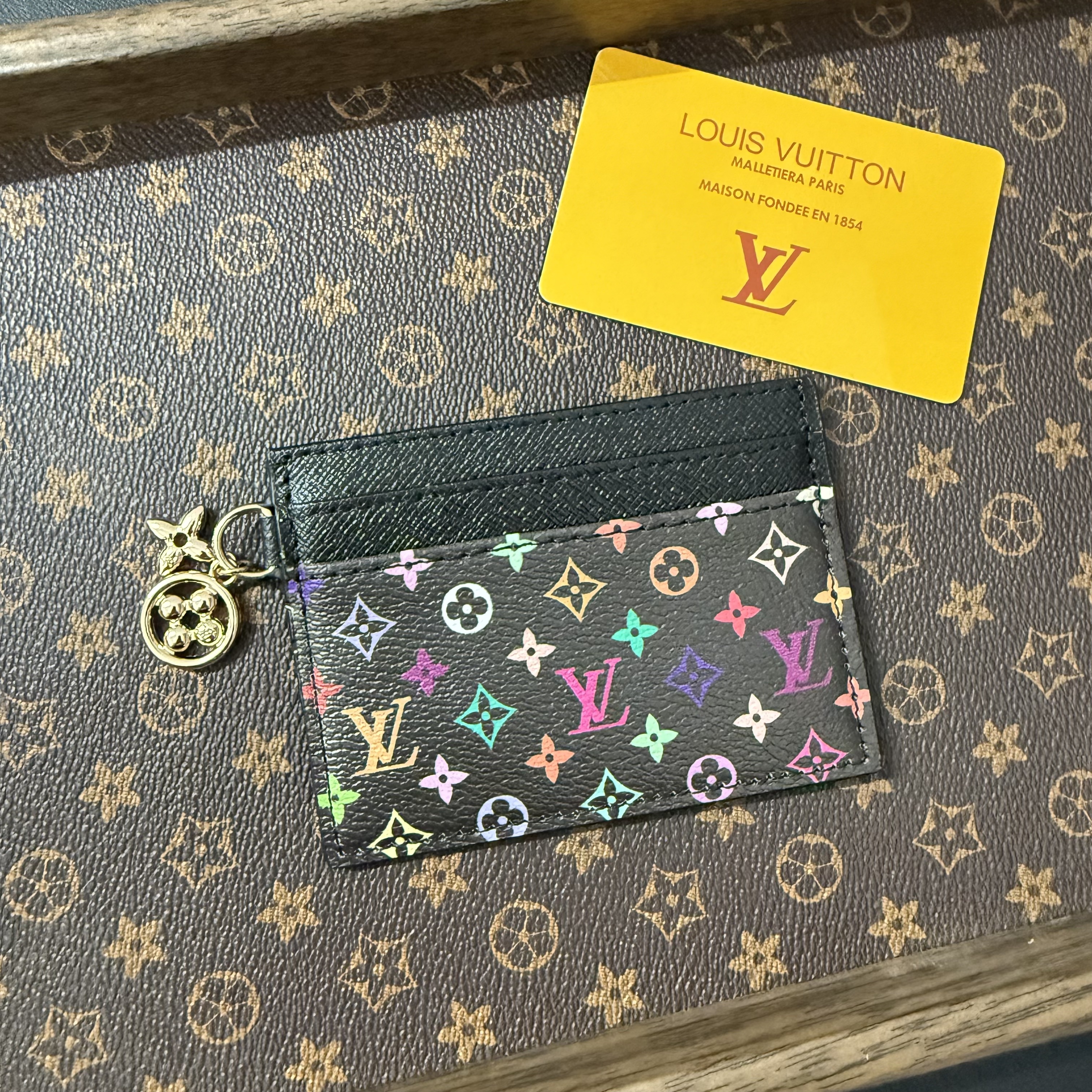 Louis Vuitton Classic Luxury Leather Wallet Card Holder Metal floral decoration-BELKCASE