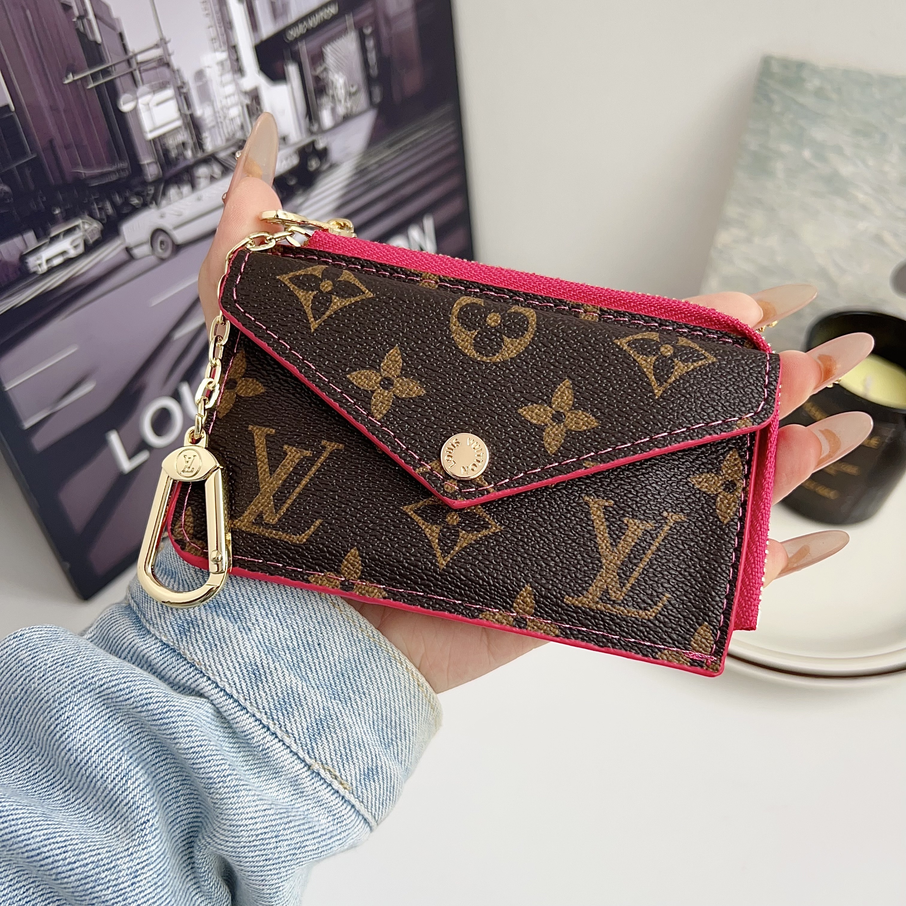 Louis Vuitton,Gucci Luxury Leather Zipper Wallet Card Holder & Coin Purse