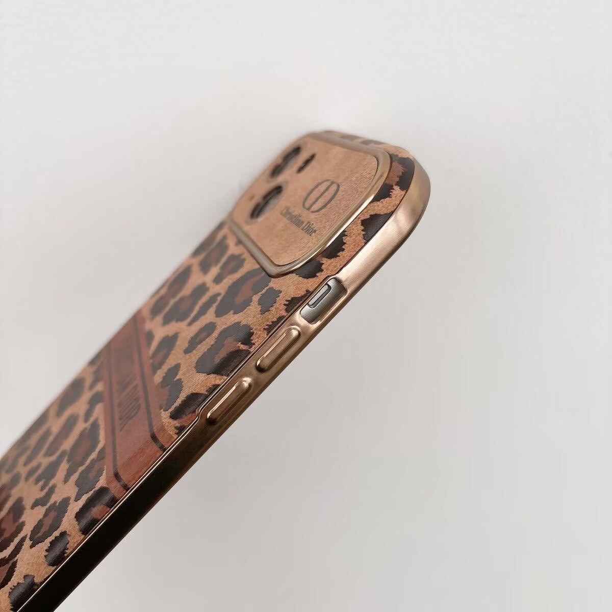 Dior Leopard Velvet Vintage Leather iPhone Case