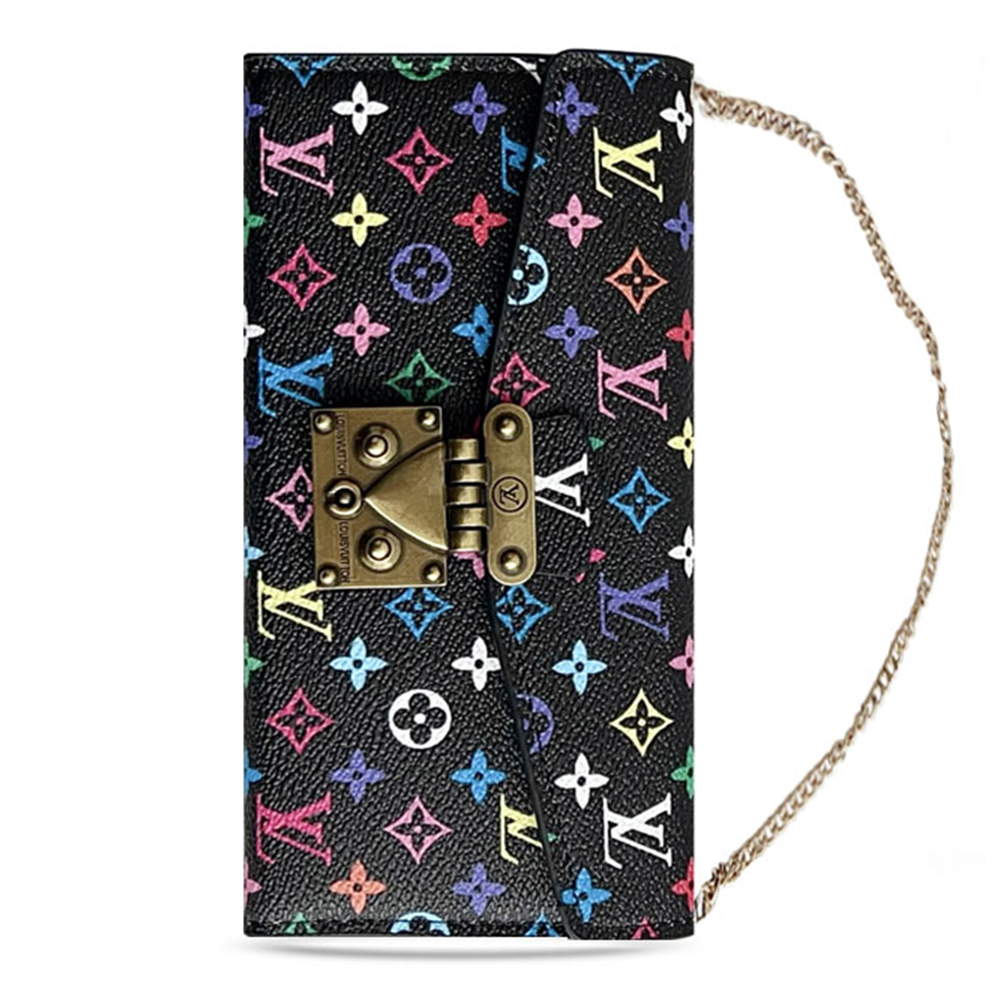 Louis Vuitton Monogram iPhone Wallet Case Magnetic Flip Cover With Crossbody Strap