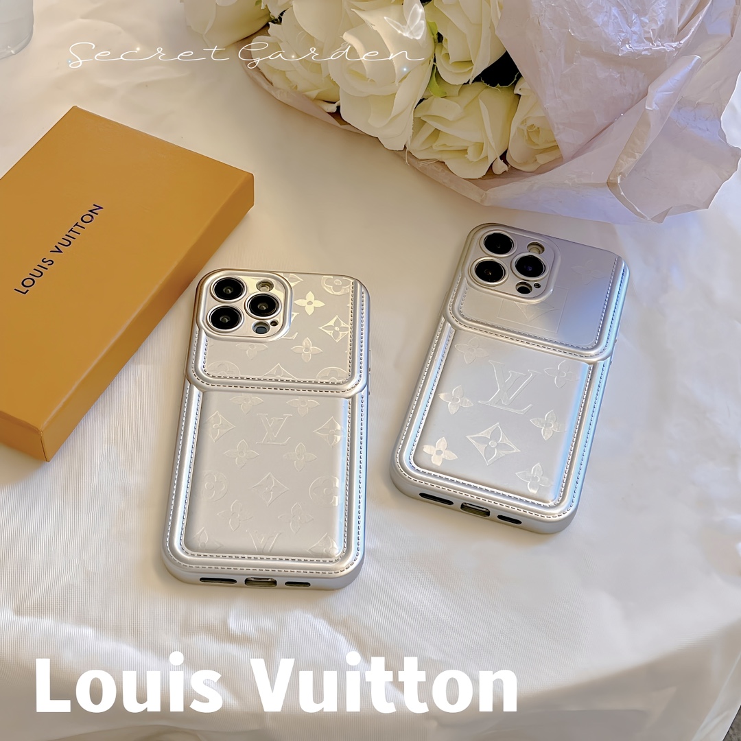 Monogram Silver Leather iPhone Case