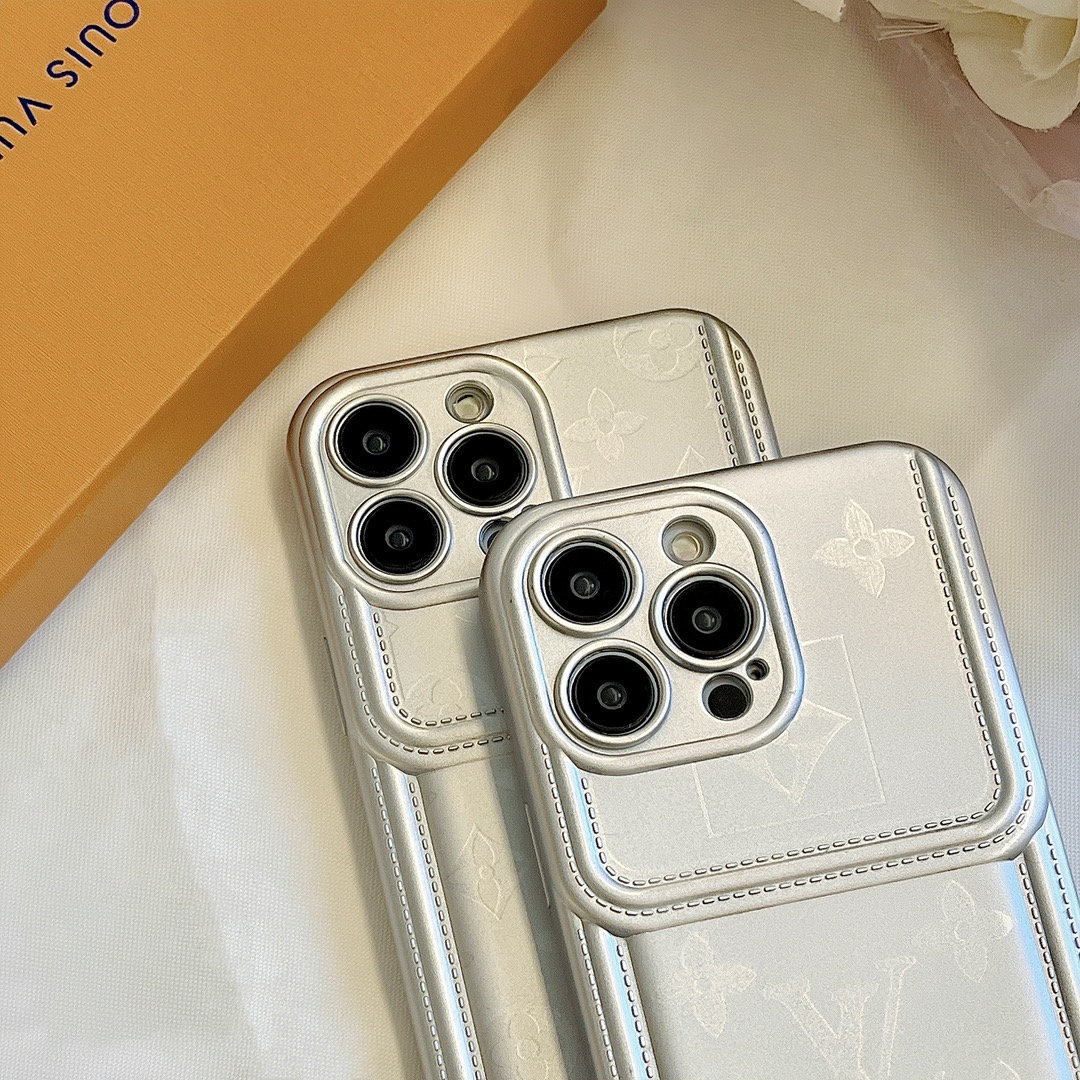 Monogram Silver Leather iPhone Case
