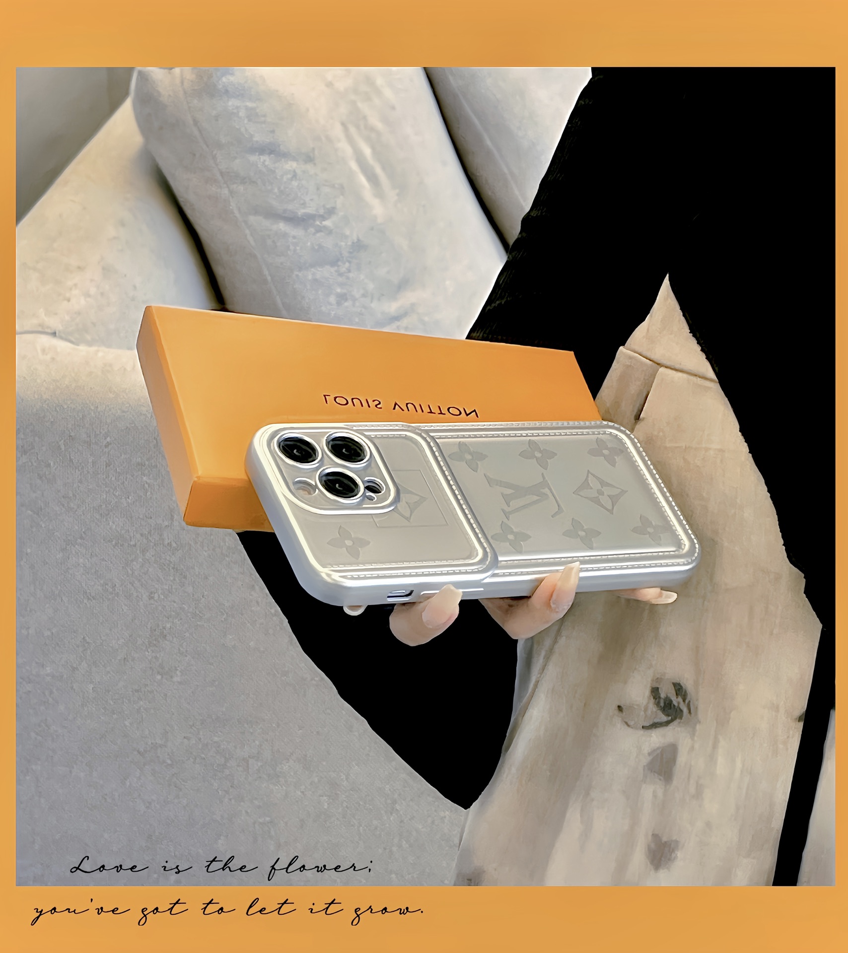 Monogram Silver Leather iPhone Case