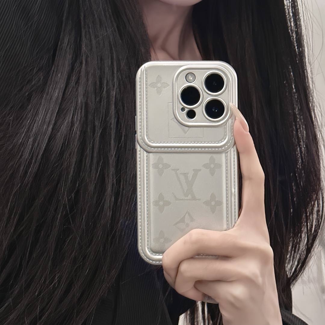 Monogram Silver Leather iPhone Case