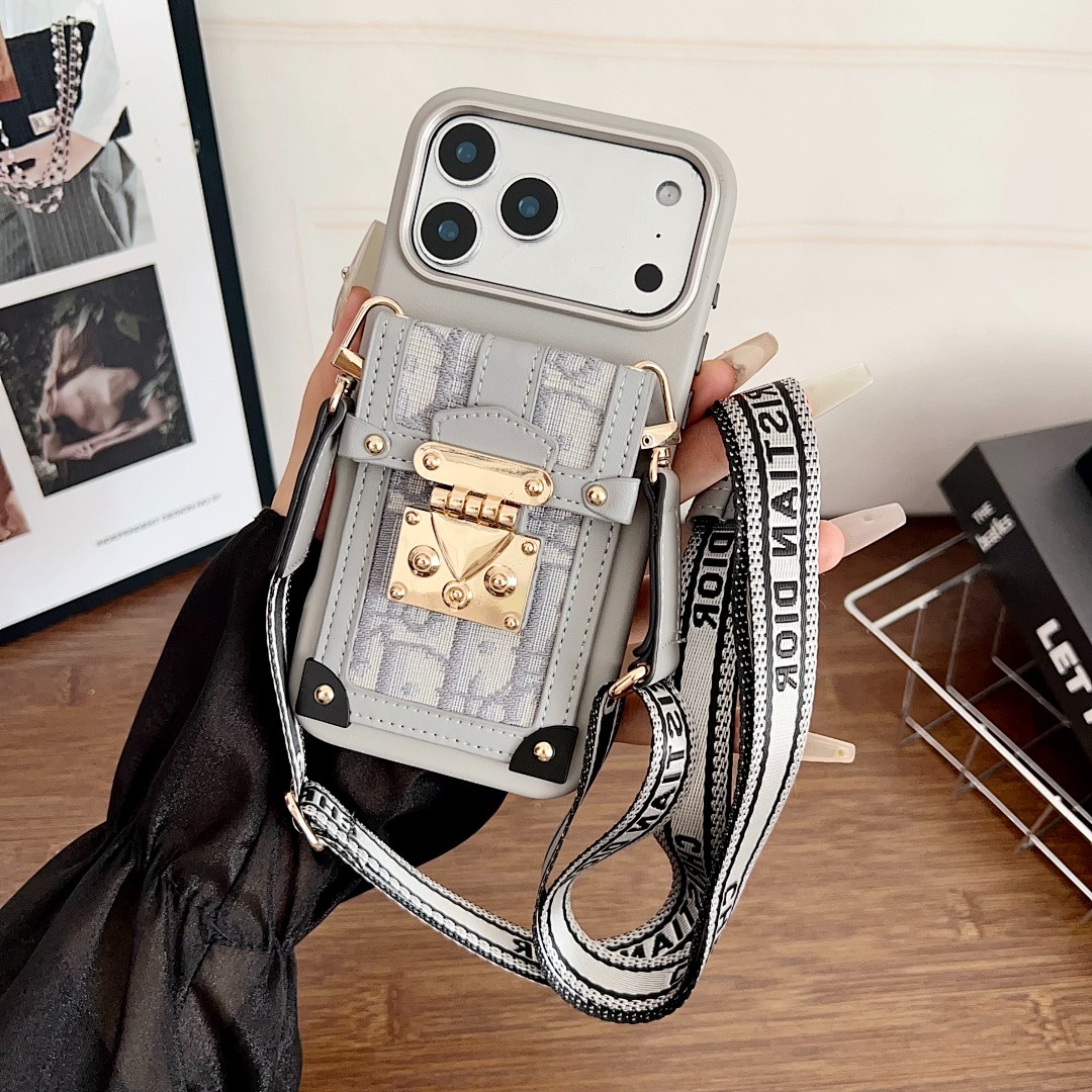 Dior Embroidered canvas iPhone Wallet Case With Crossbody Strap