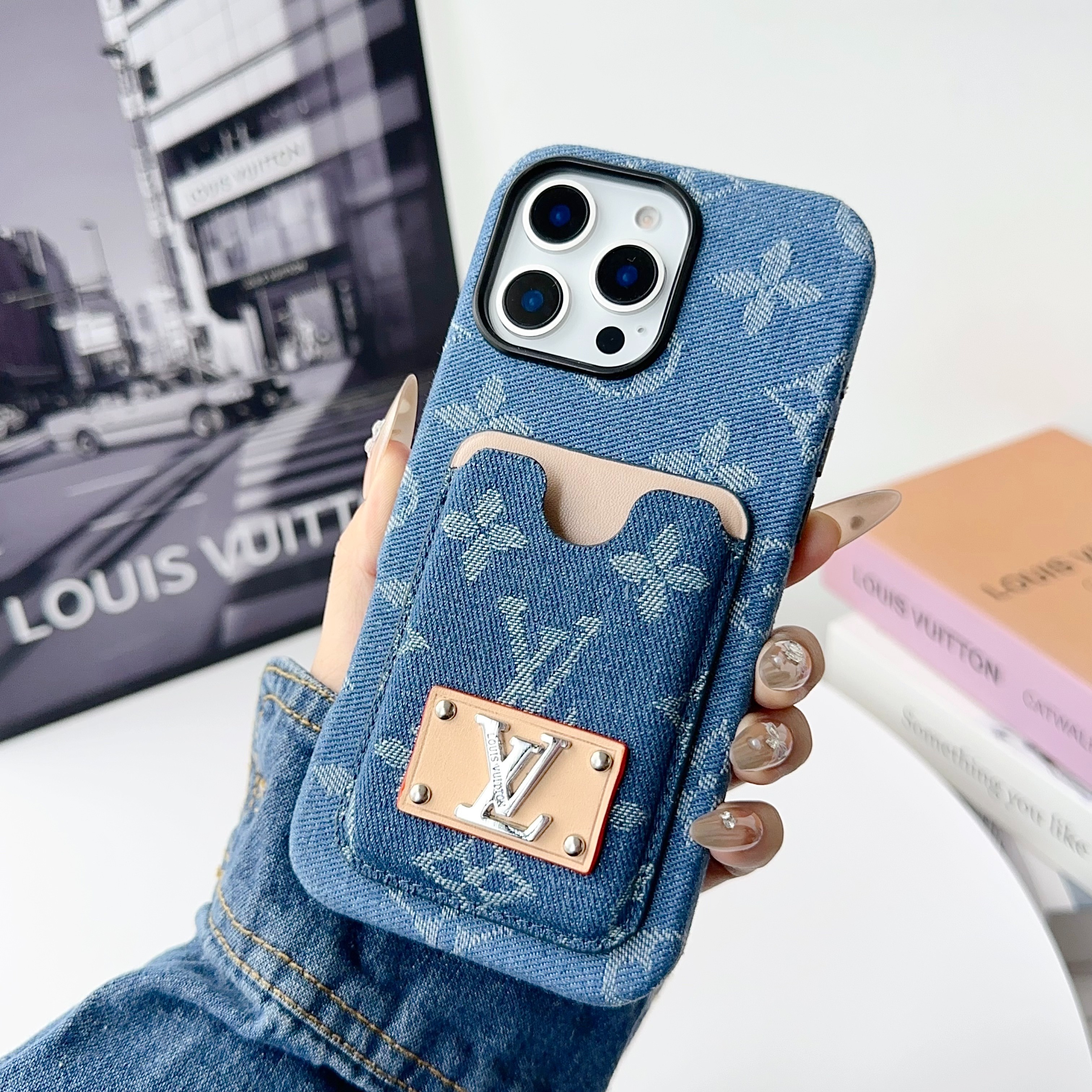 Louis Vuitton Fashion denim canvas iPhone wallet Case