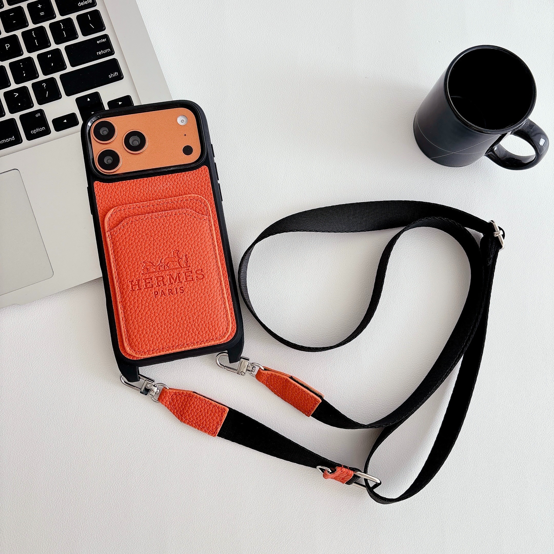 Hermès Leather iPhone Wallet Case With Crossbody Strap