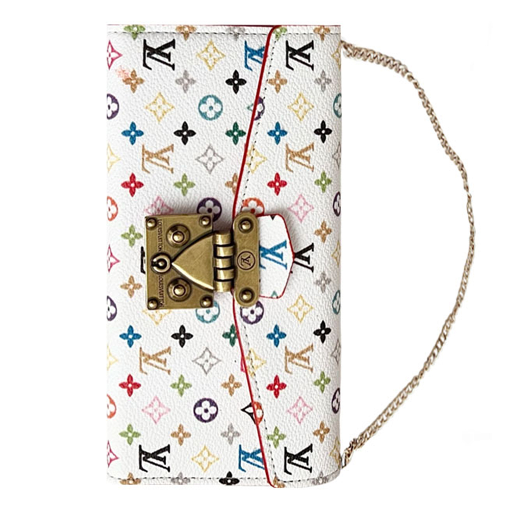Louis Vuitton Monogram iPhone Wallet Case Magnetic Flip Cover With Crossbody Strap