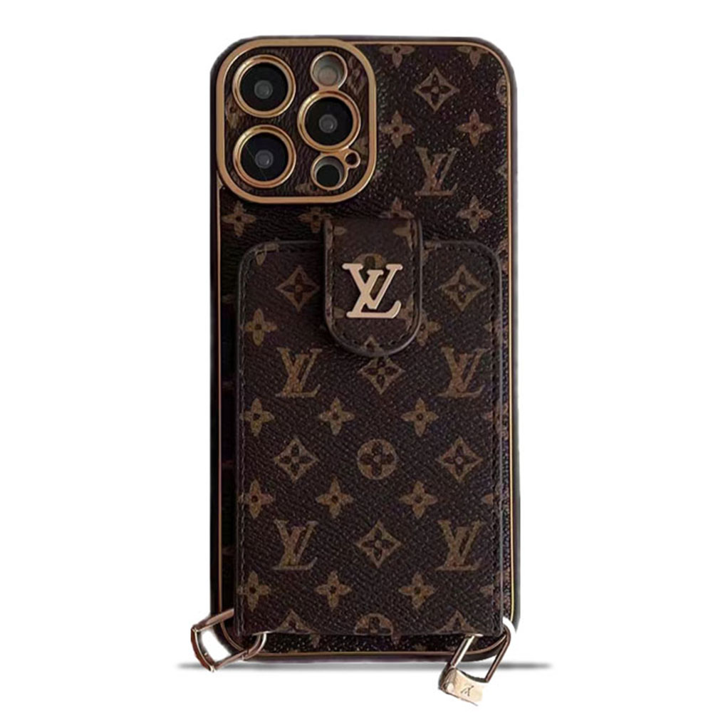 Monogram Leather iPhone Wallet Case With Crossbody Strap