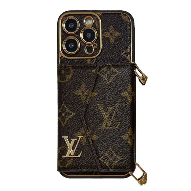 Monogram Leather iPhone Wallet Case With Crossbody Strap