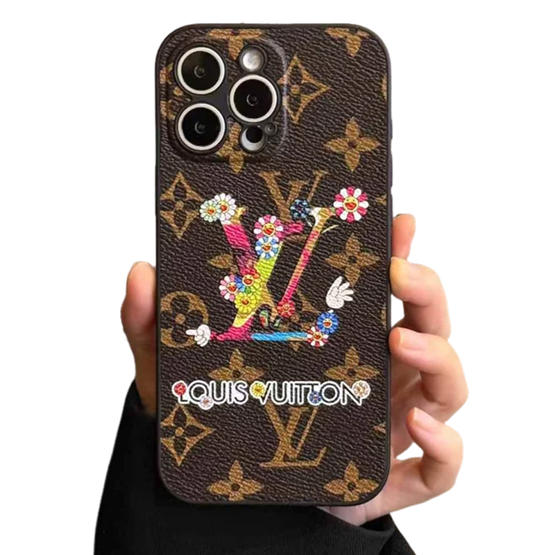 Cartoon Christmas Monogram Vintage Leather V iPhone Case
