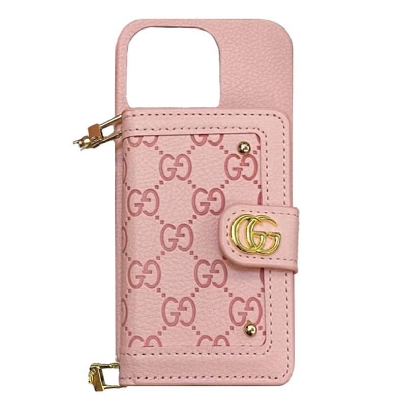 Classic Leather iPhone Wallet Case With Crossbody Strap