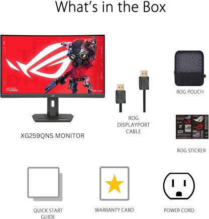 Strix 25” (24.5” viewable) Esports Gaming Monitor (XG259QNS) - Full HD, 380Hz, 0.3ms, Fast IPS, Extreme Low Motion Blur Sync, FreeSync Premium, DisplayWidget, Ergonomic, 3 yr Warranty