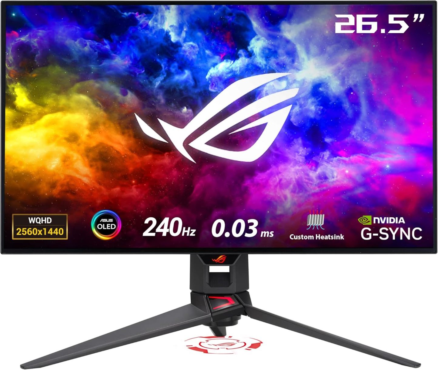 ASUS ROG Swift 27” 4K QD-OLED Gaming Monitor (PG27UCDM) - 240Hz, 0.03m