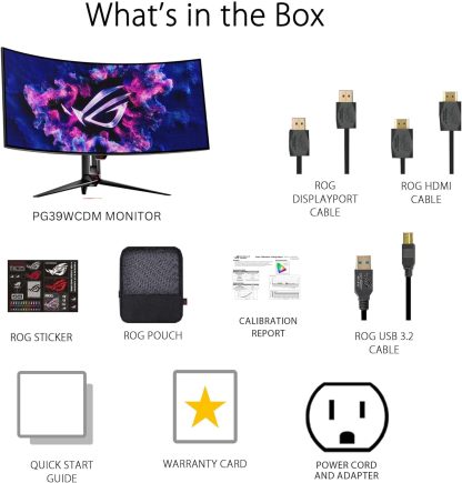 Swift 32” 4K OLED Gaming Monitor (PG32UCDM) - UHD (3840 x 2160), QD-OLED, 240Hz, 0.03ms, G-SYNC Compatible, Custom Heatsink, Graphene Film, 99% DCI-P3, True 10-bit, 90W USB-C