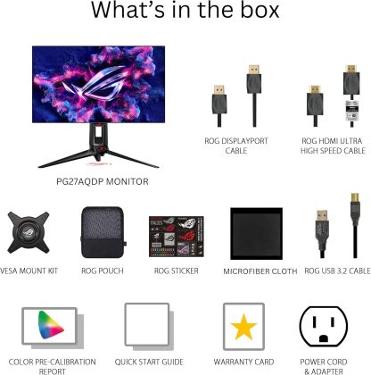   Swift OLED 27” 1440P Gaming Monitor (PG27AQDP) - WOLED, QHD, 480Hz, 0.03ms, G-SYNC Compatible, Custom Heatsink, AI Assistant, DisplayHDR400 True Black, 99% DCI-P3, True 10-bit, DisplayWidget