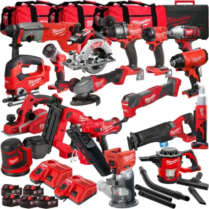 18V 18 Piece Power Tool Kit with 5 x 5.0Ah Batteries T4TM-38