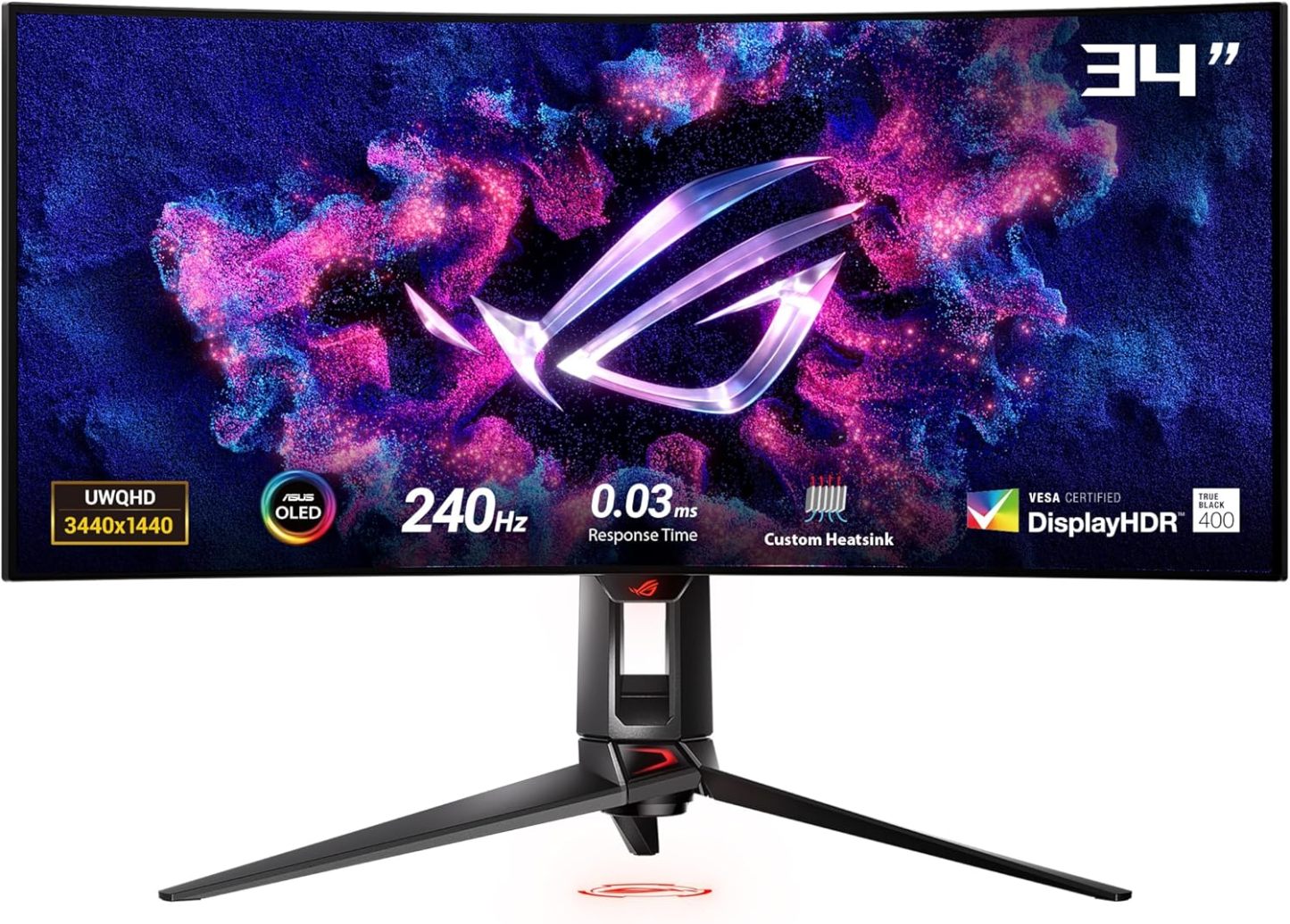 ASUS ROG Swift 34” OLED Ultrawide 800R Curved Gaming Monitor (PG34WCDM