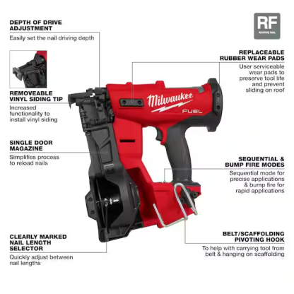 🎉M18 FUEL 18-Volt Lithium-Ion Brushless Cordless Coil Roofing Nailer (Tool Only)