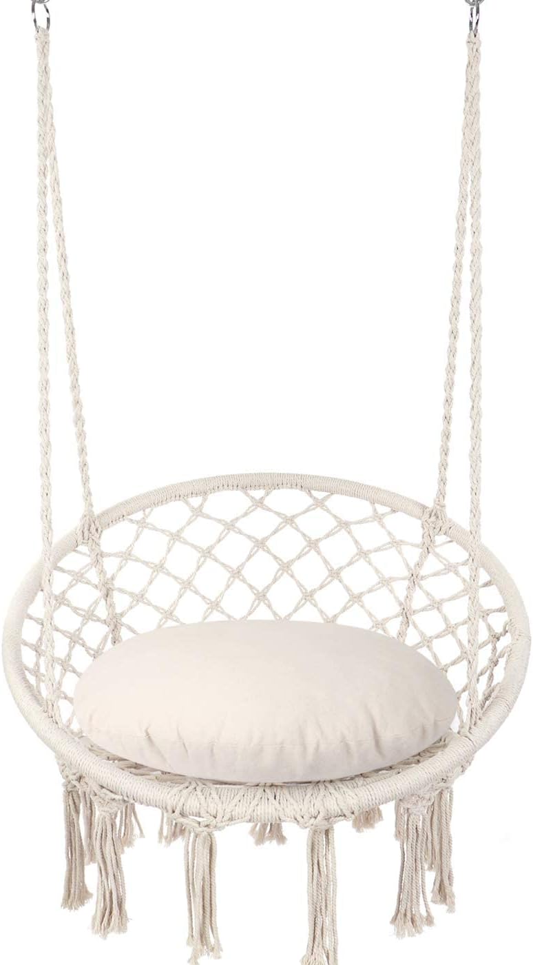 Hammock Chair Macrame Swing, Max 330 Lbs