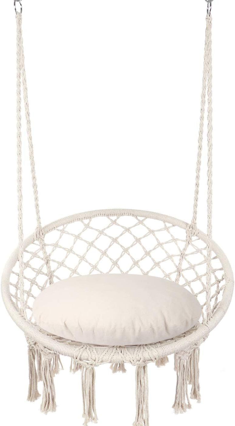 Hammock Chair Macrame Swing, Max 330 Lbs
