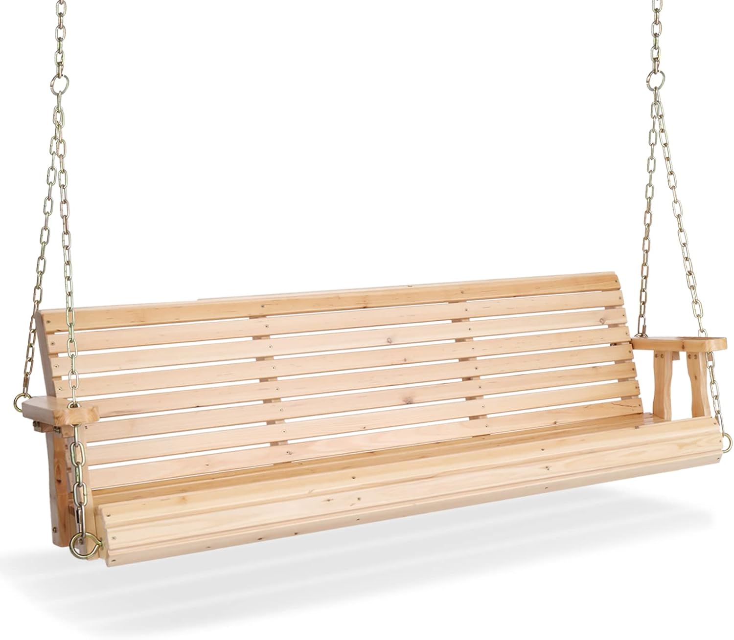 Upgraded Patio Wooden Porch Swing for Courtyard & Garden, Heavy Duty 880 LBS Swing Chair Bench with Hanging Chains for Outdoors