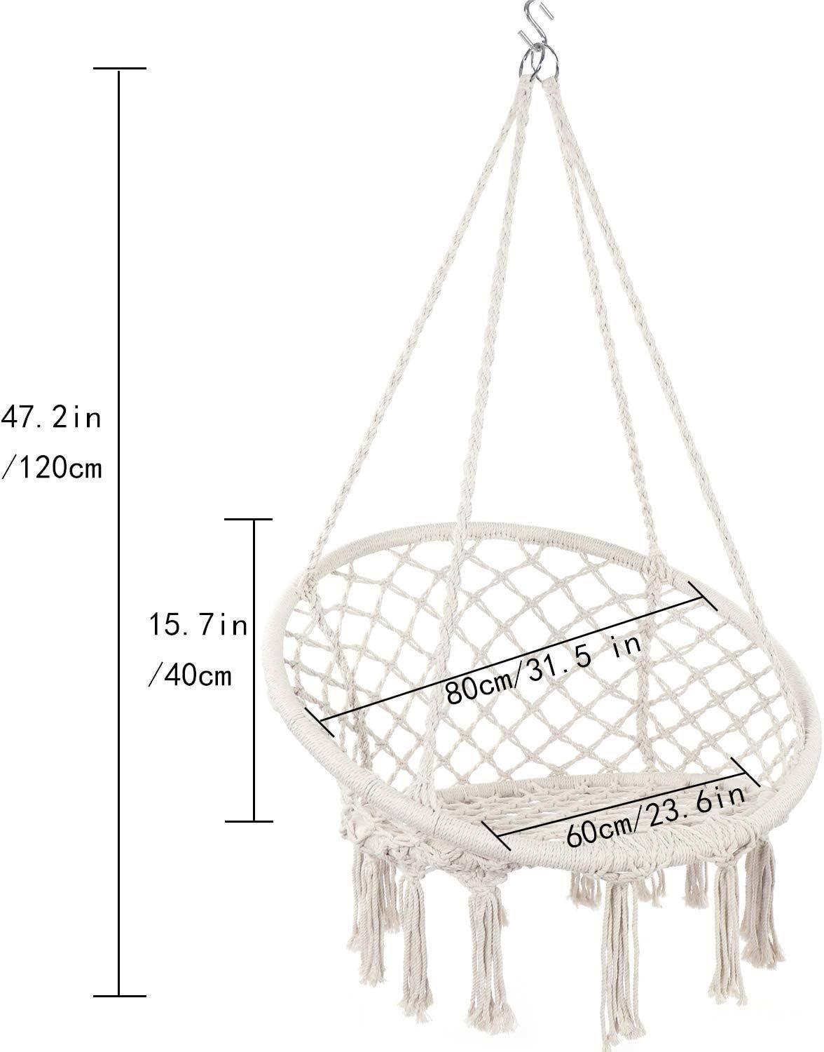 Hammock Chair Macrame Swing, Max 330 Lbs