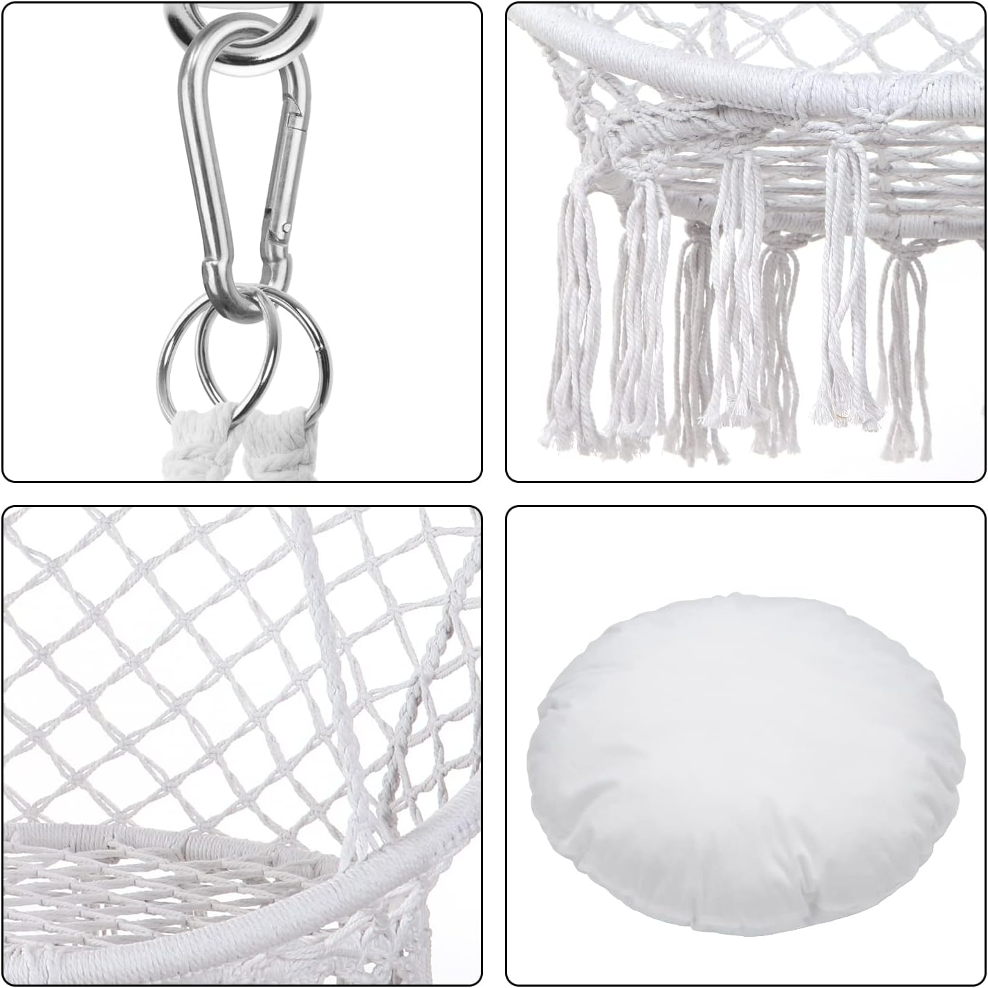 Hammock Chair Macrame Swing, Hanging Cotton Rope Swing Chair