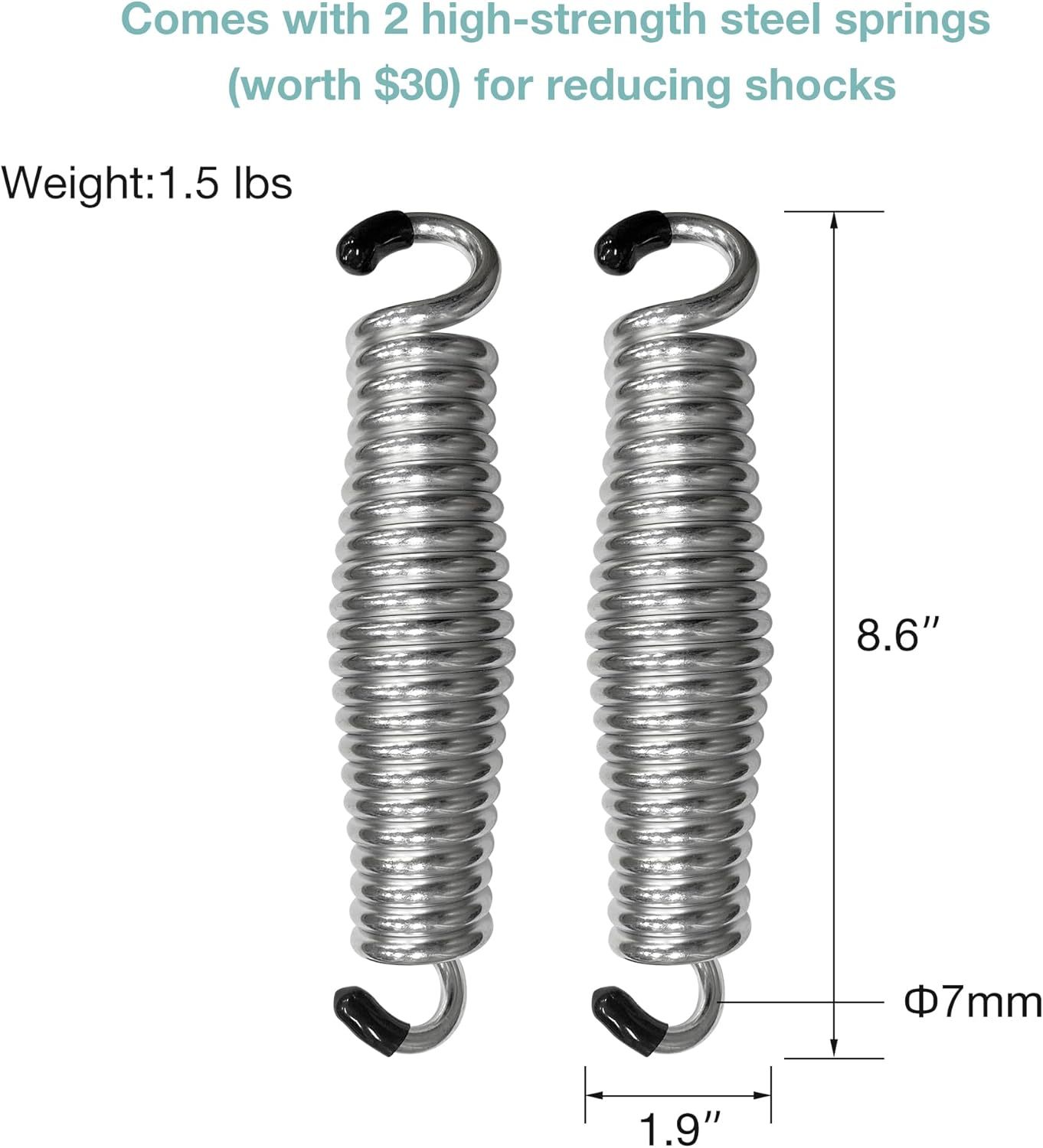 Wooden Porch Swing 2-Seater, High Backrest and Deep Seat, Bench Swing with Cupholders, Hanging Chains and 7mm Springs, Heavy Duty 880 LBS