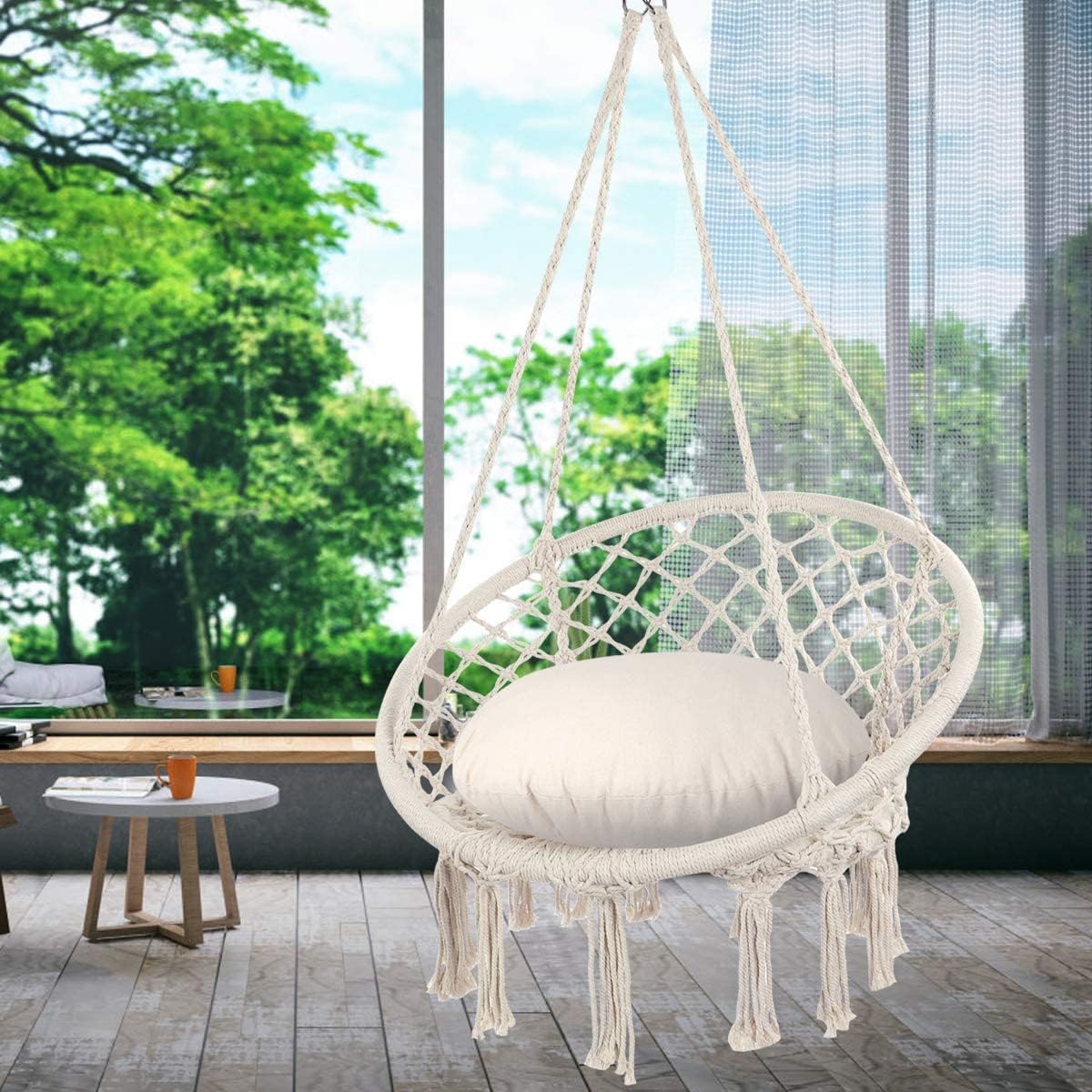 Hammock Chair Macrame Swing, Max 330 Lbs