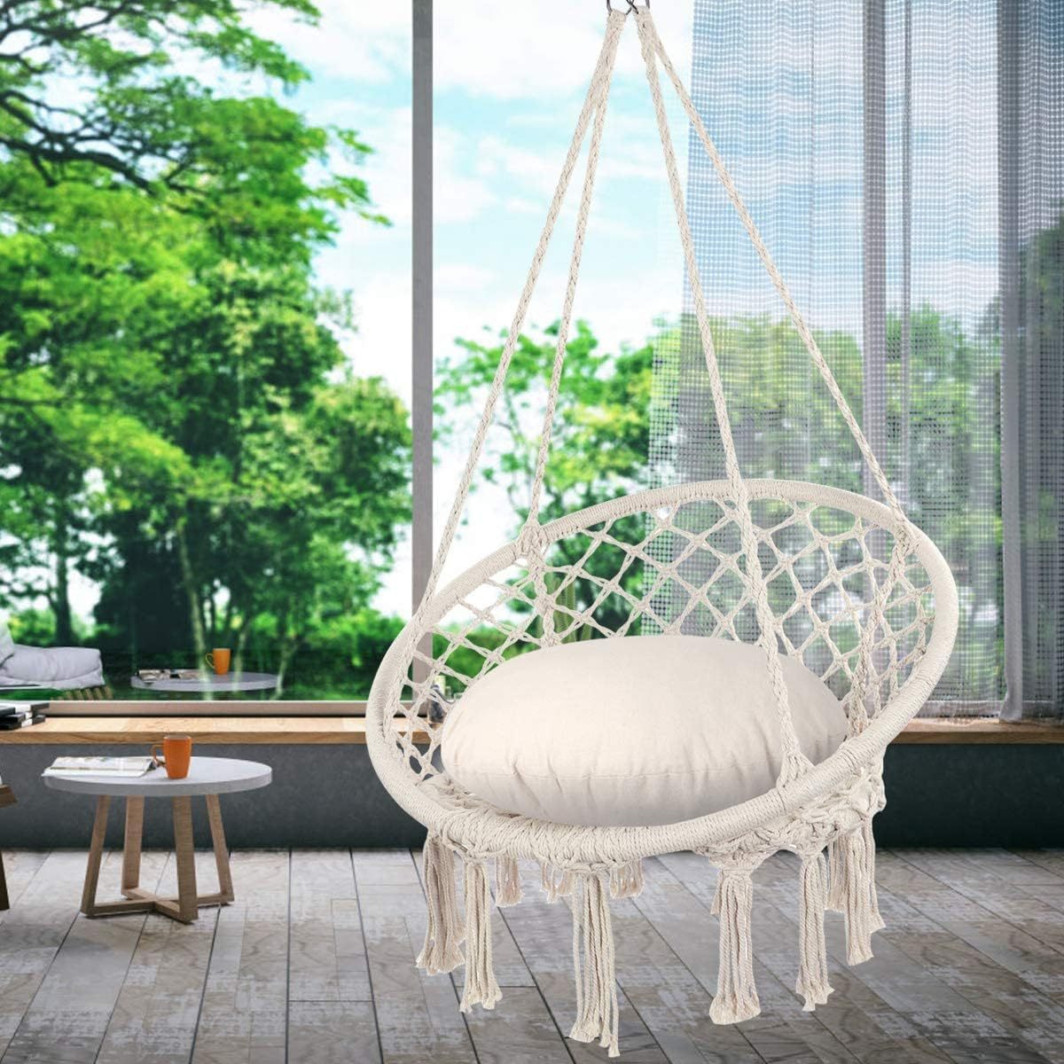 Hammock Chair Macrame Swing, Max 330 Lbs