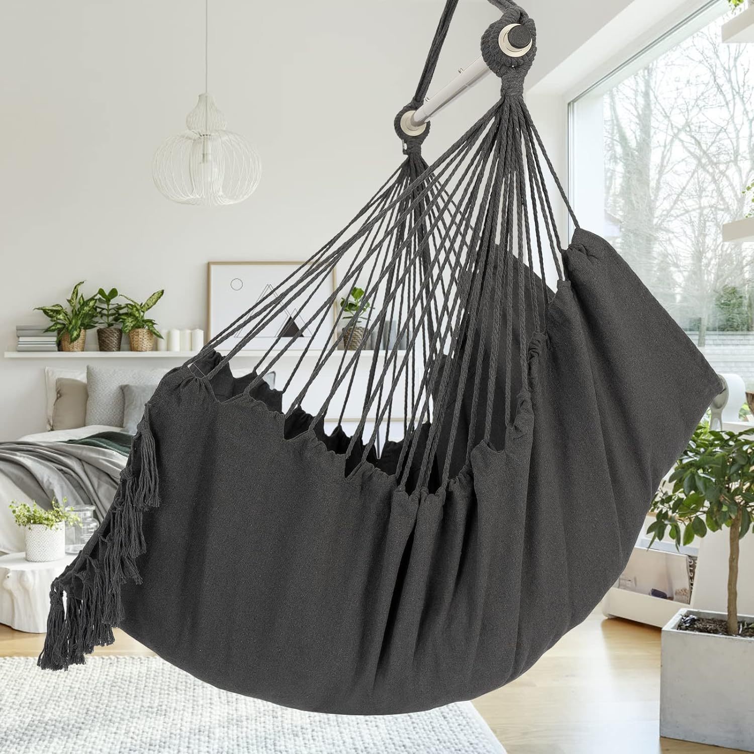 Hammock Chair Hanging Rope Swing, Max 500 Lbs