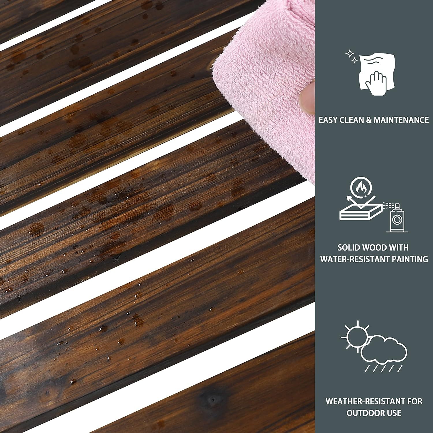 Outdoor Patio Hanging Wooden Porch Swing 4FT with Chains, 2-Person Heavy Duty Swing Bench for Garden and Backyard, Rustic