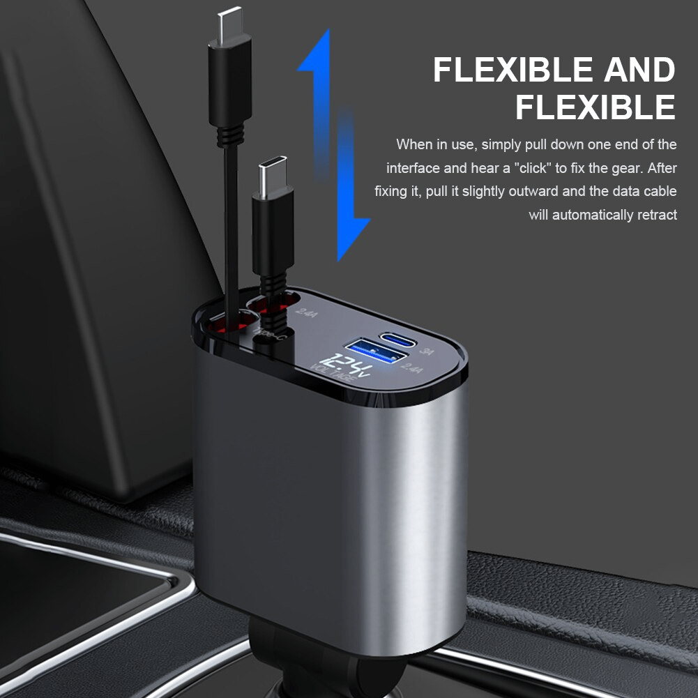 ⏰Last Day Promotion 50% OFF - Fast Charge Retractable Car Charger
