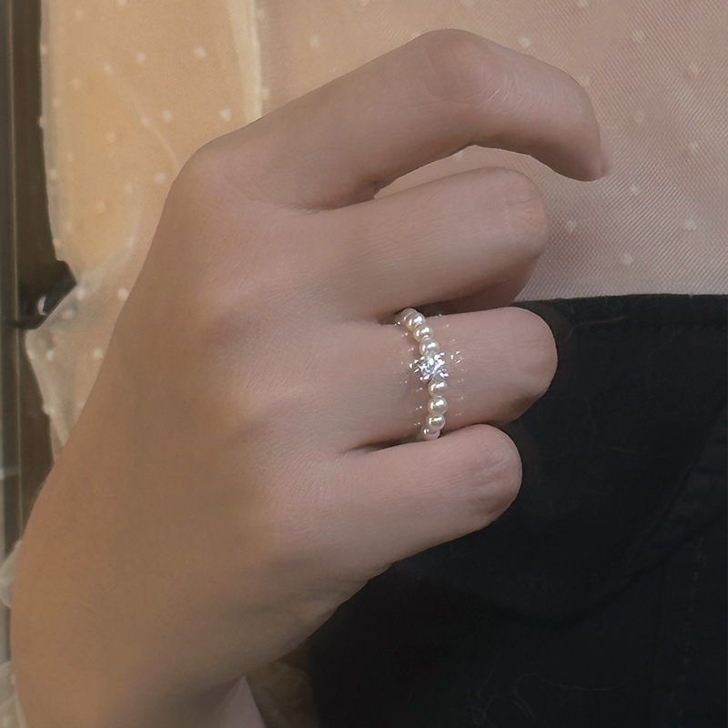 Handmade zircon pearl rings