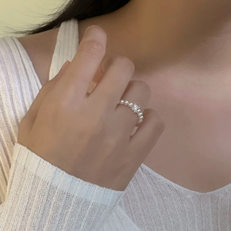 Handmade zircon pearl rings