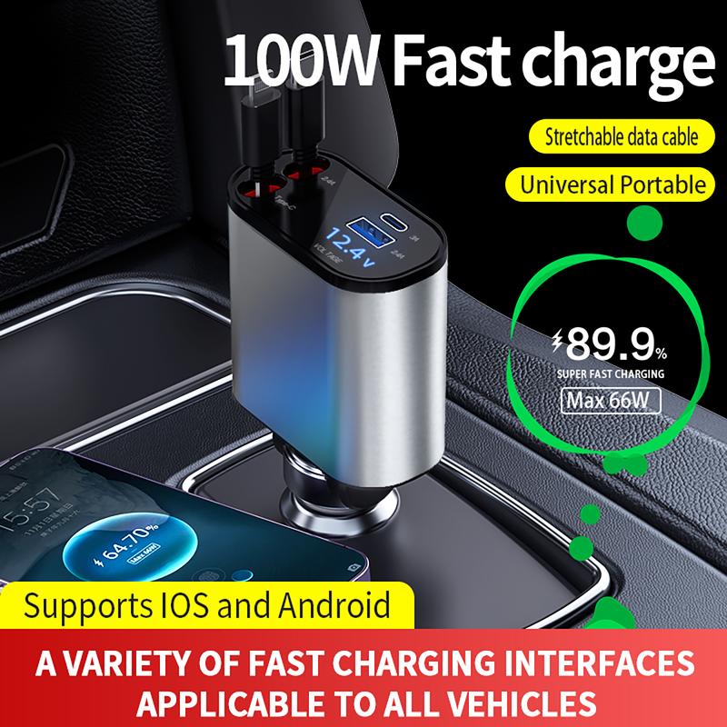 ⏰Last Day Promotion 50% OFF - Fast Charge Retractable Car Charger