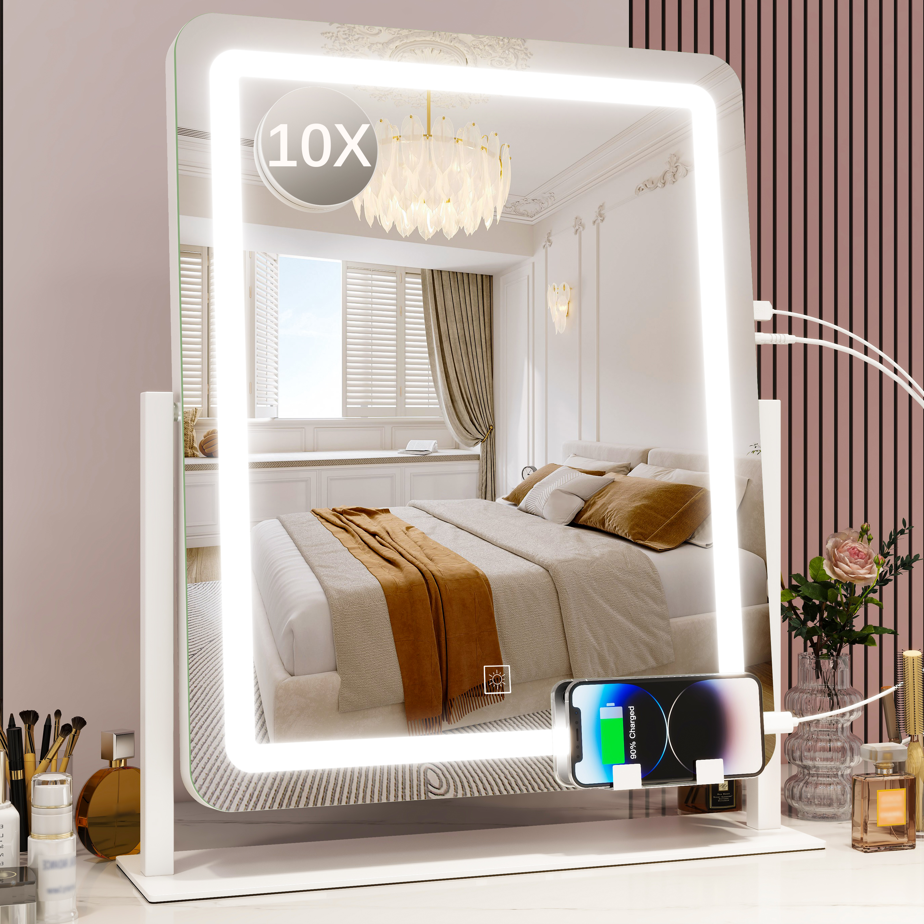 Large led deals vanity mirror