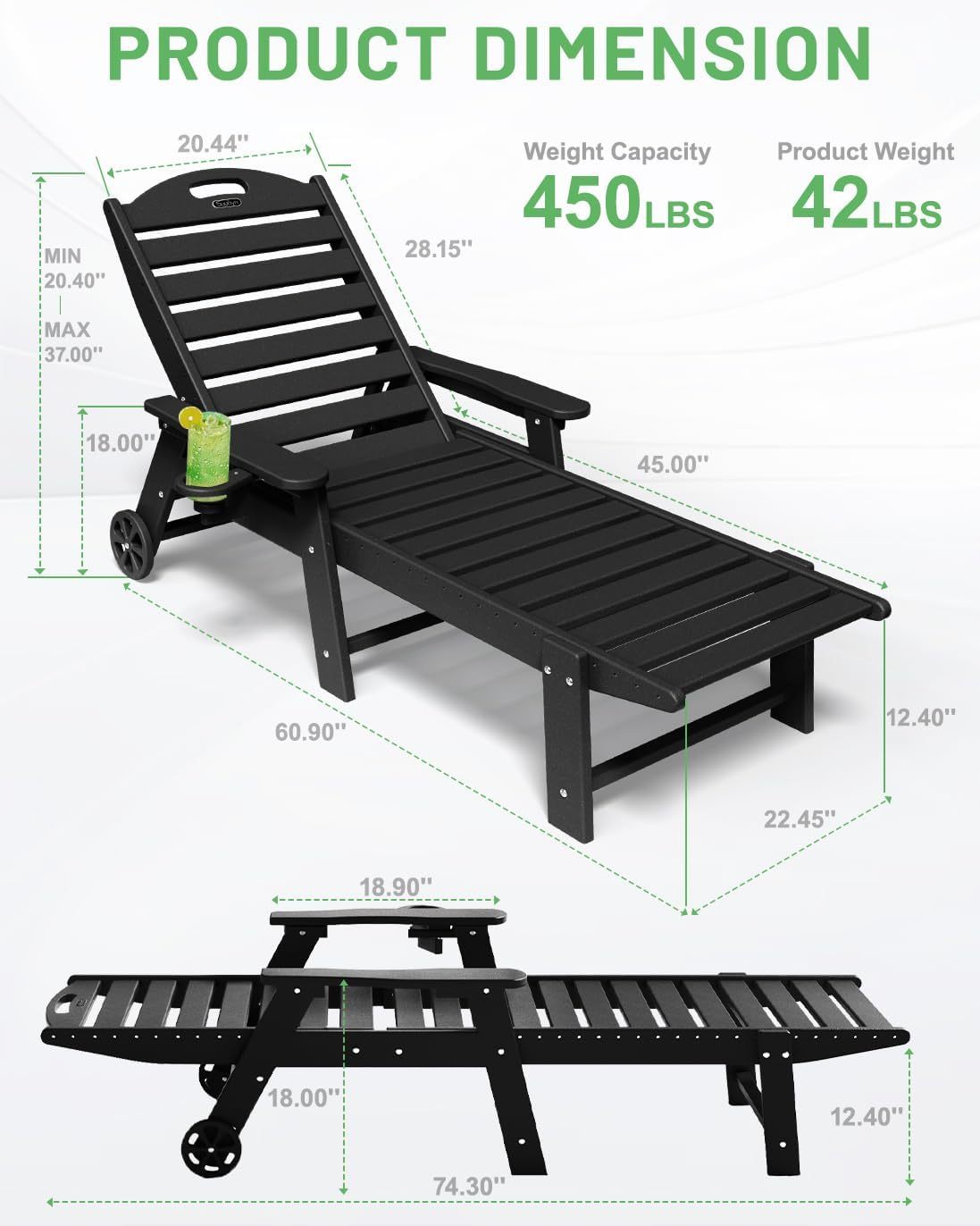 Lounge Chair Outdoor, Black