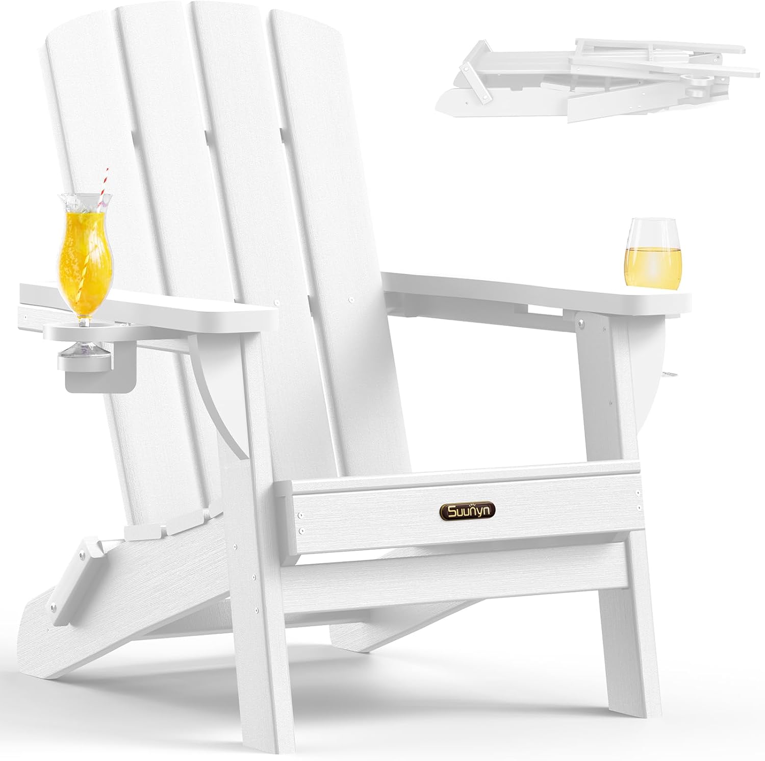 Outdoor Lawn Chair for Patio Garden (White)