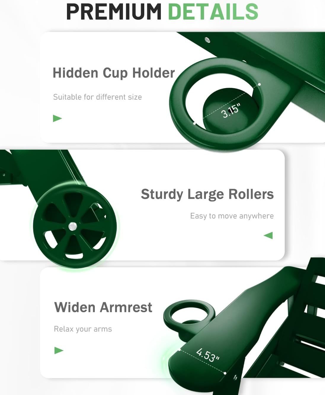 Chaise Lounge Outdoor with Wheels, Green