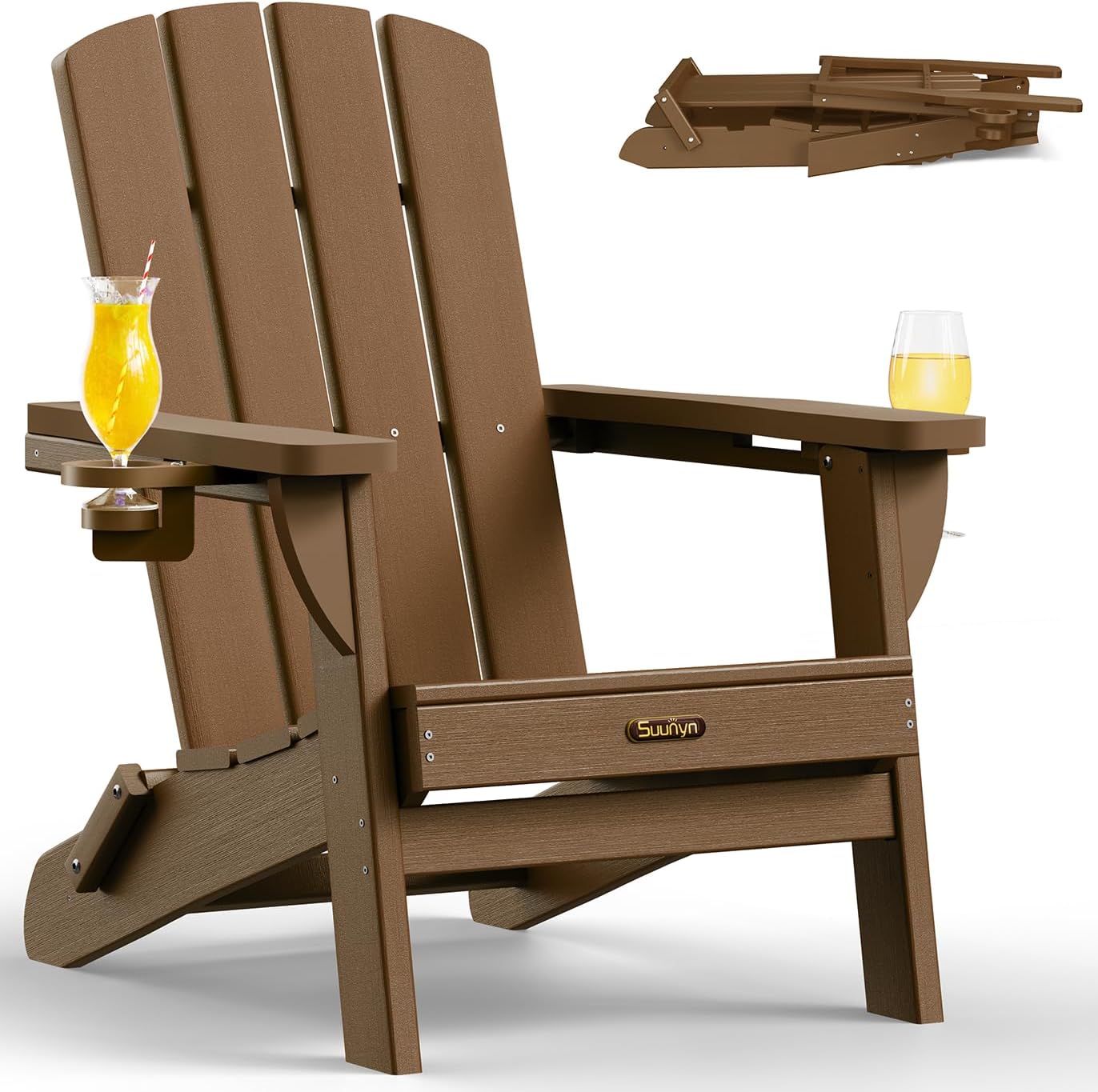Outdoor Lawn Chair for Patio Garden (Brown)